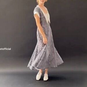 In Earnest by Byron Lars Plunging Oxford Stripe Dress